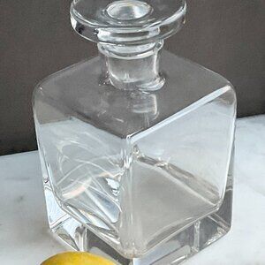 Crystal Square Decanter w Stopper Vintage Pristine HEAVY